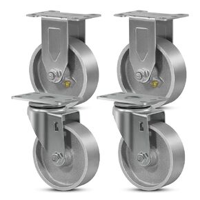 SY America 4" Heavy Duty Casters Set of 4,Cast Iron Semi-Steel Caster Wheels,Metal Industrial Casters,1600 LB Capacity-2 Swivel & 2 Rigid in Saudi Arabia
