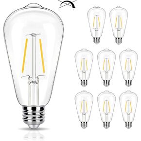 12 حزمة من مصابيح إديسون LED بقدرة 2 وات، مصابيح كهربائية 25 وات مكافئة، 2700 كلفن دافئ ناعم مع قاعدة قياسية E26، مصابيح إضاءة منخفضة واط LED ST19، 250 لومن، غير قابلة للتعتيم، 120 فولت in Kuwait