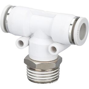 PB8-02 Tee Positive Thread Pneumatic Quick Joint Black And White Metal Air Pipe Insertion Components 1Pcs(Pb8-01(white)) in Kuwait