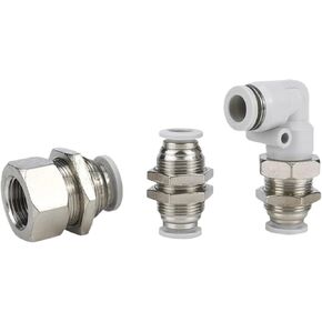 White Air Pipe Quick Connector PMF8-02 Partition Right Angle PLM Pneumatic Straight Through PM4/6/10/12 1Pcs(BulkheadInnerWirePMF8-04(White)) in Kuwait