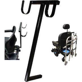 Universal Walker Holder for Mobility Scooters – Fits Pride & Golden Technologies with 1"×1" Rear Receiver, Large Heavy-Duty Powder-Coated Hooks (No Straps), Fits Most Folding Walkers, Made in USA in Kuwait