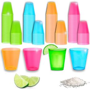 Stumbelina 100 COUNT (1 oz) NEON PLASTIC SHOT GLASS CUPS | BRIGHT MULTI-COLOR Variety Pack | Disposable Party Mini Cups | Perfect for Jello Shots, Dessert Shooters, Parties, Weddings, Bars in Saudi Arabia