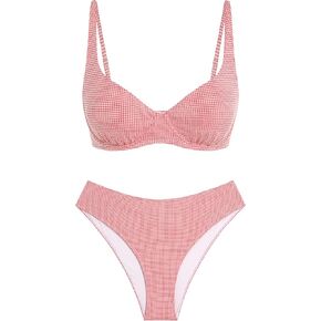 ZAFUL المرأة القماش القطني بيكيني مجموعات عالية الخصر Underwire المايوه التغطية الكاملة قطعتين ملابس السباحة منقوشة لباس سباحة in Kuwait