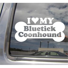 ملصق جداري من I Heart Love My Bluetick Coonhound - كلب على شكل عظمة الراكون وصيد السلالة الأصيلة والسيارات والشاحنات وخوذة الدراجة الصلبة وقبعة ركوب الأمواج والسيارات والحرف اليدوية والكمبيوتر المحمول وملصق جداري لنافذة المتجر 13151 in Kuwait