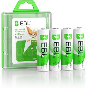 حزمة EBL مكونة من 8 بطاريات AA بقدرة 2800 مللي أمبير في الساعة عالية السعة مشحونة مسبقًا Ni-MH AA بطاريات قابلة للشحن in Kuwait
