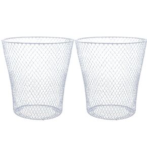 BCL Wire Mesh Round Waste Basket, 9in (White, Pack of 2) Lightweight Trash Can Open Top Wastebasket Recycling Bins Desk Office School Garbage Cans Home Essential & Custom Storage Carrier in Saudi Arabia
