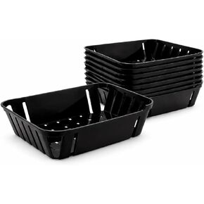 [10 Pack] Black Plastic Food Baskets, Rectangular 7.9 x 10.4 x 2.5 Inch, Reusable Fast Food Serving Baskets for Fries, Burgers, Restaurants, Food Trucks & Cafes in Kuwait