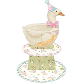 Goose Cupcake Stand Three-Tier Cake Towe Dessert Stand for 24 Cupcakes Goose Birthday Party Cake Decoration 1st Birthday Party Decoration Girl in Saudi Arabia