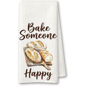 Funny Baking Hand Towels for Kitchen Bakery, Baking Lovers Gifts, Bread Baker Gifts Kitchen Towels, Bake Someone Happy Dish Tea Towel Drying Cloth, 16x24 Inch in Saudi Arabia