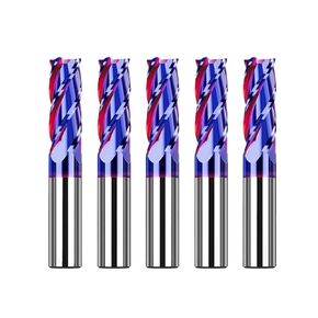 HRC65 Carbide End Mill 4 Flutes Metal Milling Cutter Cutting Tool CNC Maching Coating Flat Endmills for Stainless Steel 5Pcs(D12xD12x100L) in Kuwait