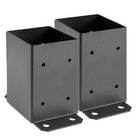 SPACEEUP 6x6 Post Base 4 Pcs, Inner Size 5.6"x5.6" Deck Post Base, Heavy Duty Powder-Coated Post Anchor Black Wood Post Brackets for Decking Porch Railing Support in Saudi Arabia