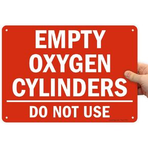 علامة SmartSign "أسطوانات الأكسجين فارغة، لا تستخدمها" | 10 × 14 بوصة بلاستيك in Kuwait