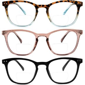 3 عبوات من نظارات القراءة ثنائية البؤرة المربعة الرجعية للسيدات، نظارات بمفصلات زنبركية مضادة للأشعة فوق البنفسجية والأشعة الزرقاء الخفيفة in Kuwait