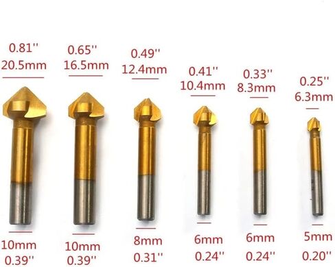 6 قطعة 60 درجة غاطسة HSS مثقاب الخشب 3 الناي الشطب القاطع نهاية مطحنة أداة مستديرة عرقوب Deburring مجموعة 6.3-20.5 مللي متر in Kuwait