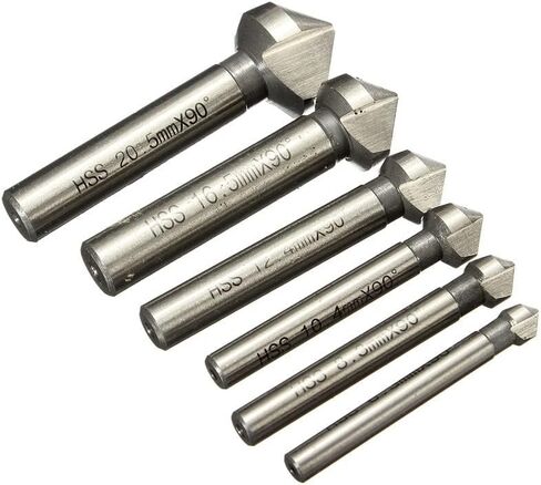 6 قطعة 60 درجة غاطسة HSS مثقاب الخشب 3 الناي الشطب القاطع نهاية مطحنة أداة مستديرة عرقوب Deburring مجموعة 6.3-20.5 مللي متر in Kuwait