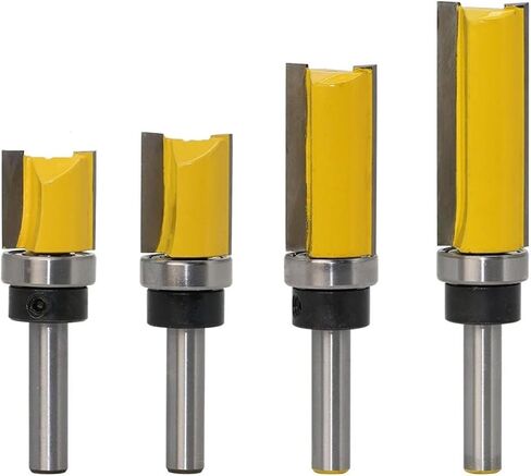 4 قطعة/المجموعة 8 مللي متر عرقوب نمط فلوش تقليم راوتر بت قالب المفصلي نقر بت مجموعة مستقيم نهاية مطحنة للخشب in Kuwait