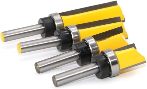 4 قطعة/المجموعة 8 مللي متر عرقوب نمط فلوش تقليم راوتر بت قالب المفصلي نقر بت مجموعة مستقيم نهاية مطحنة للخشب in Kuwait