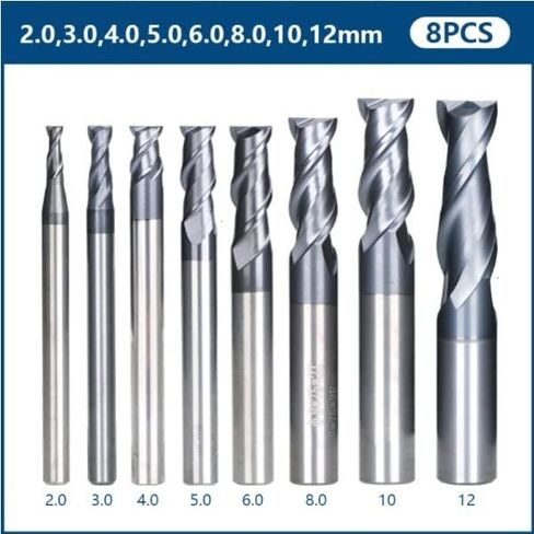 6 قطعة/8 قطعة كربيد شقة الأنف نهاية قاطعة الطاحونة CNC راوتر بت 2 الناي 1.5-12 مللي متر بت آلة طحن HRC45 Tunsten (8 قطعة 2-12 مللي متر مجموعة) in Kuwait