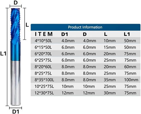 1 قطعة 4 المزامير كربيد CNC مربع الأنف نهاية مطحنة التخشين دوامة راوتر بت أداة طحن معدنية in Kuwait