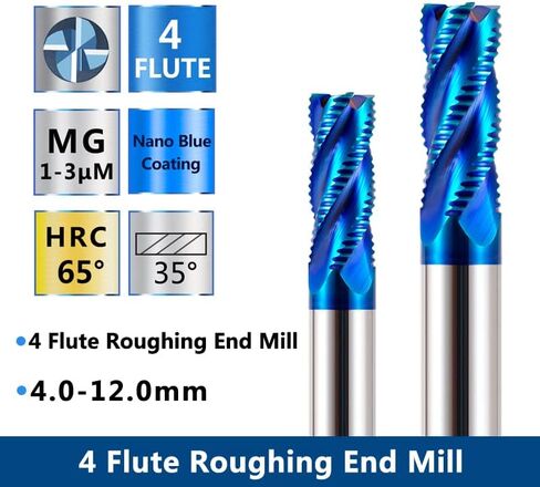 1 قطعة 4 المزامير كربيد CNC مربع الأنف نهاية مطحنة التخشين دوامة راوتر بت أداة طحن معدنية in Kuwait
