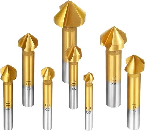 8 pcs HSS Countersink Drill Bit Set 3 Flute 90 Degree Chamfering Tool Chamfer Deburring Hole End Mill Cutter Titanium Bits in Saudi Arabia