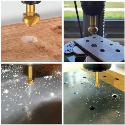 8 pcs HSS Countersink Drill Bit Set 3 Flute 90 Degree Chamfering Tool Chamfer Deburring Hole End Mill Cutter Titanium Bits in Saudi Arabia