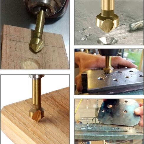 8 pcs HSS Countersink Drill Bit Set 3 Flute 90 Degree Chamfering Tool Chamfer Deburring Hole End Mill Cutter Titanium Bits in Saudi Arabia