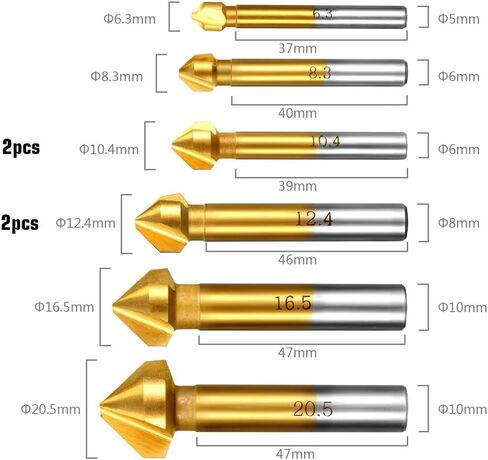 8 pcs HSS Countersink Drill Bit Set 3 Flute 90 Degree Chamfering Tool Chamfer Deburring Hole End Mill Cutter Titanium Bits in Saudi Arabia