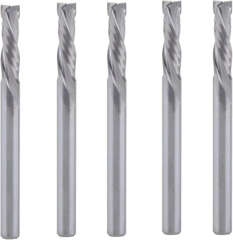 5 قطعة لقم التوجيه الحلزوني 3.175 مللي متر × 12 مللي متر × 38 مللي متر صعودا وهبوطا قطع اثنين من المزامير كربيد نهاية مطحنة لضغط قاطع خشب in Kuwait