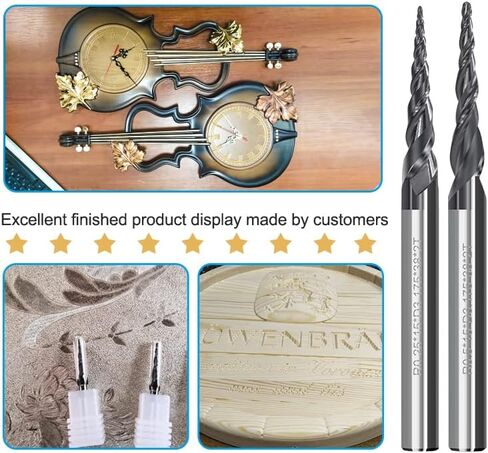 4pcs 2-Flute Tapered Ball Nose Spiral End Mill R0.25-R1.0 TiAIN Coated CNC Milling Cutter 3.175mm Shank Carbide Woodworking Engraving Bit in Saudi Arabia