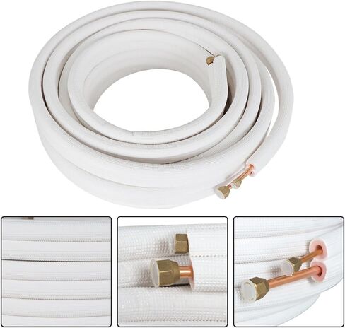 labwork 50FT 1/4 و 3/8 lnch خرطوم أنابيب نحاسية لتكييف الهواء مصنوع من القطن للحفاظ على الحرارة معزول بالنحاس مناسب لمكيف الهواء المنفصل الصغير in Saudi Arabia