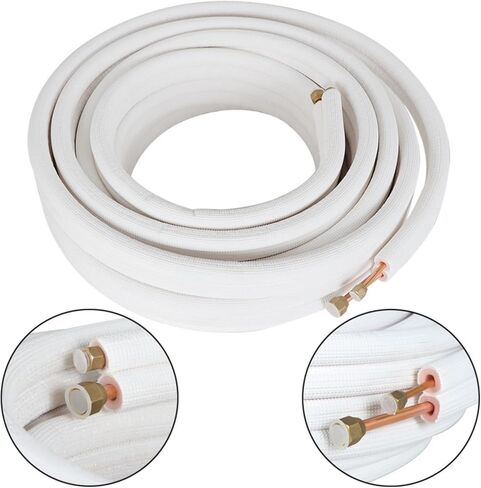 labwork 50FT 1/4 و 3/8 lnch خرطوم أنابيب نحاسية لتكييف الهواء مصنوع من القطن للحفاظ على الحرارة معزول بالنحاس مناسب لمكيف الهواء المنفصل الصغير in Saudi Arabia
