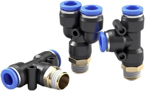 Blue Pneumatic Copper Connector PB/PD/PX Three-way Quick PB8-02/10-03/12-04 1Pcs(PD12-01(蓝色)) in Saudi Arabia
