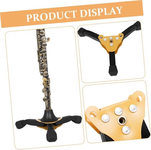 Ciieeo Foldable and Detachable Yellow Tripod Clarinet and Flute Stand with Thickened Legs, Portable Wind Instrument Holder Suitable for Musicians and Performances in Saudi Arabia