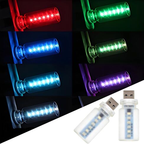 قطعتان من مصابيح USB للسيارة، مصباح USB ليلي صغير يعمل باللمس، مصباح LED قابل للتعتيم، زجاجة زجاجية محمولة، لمبة إضاءة USB للسيارة، غرفة النوم، المدخل، التخييم، التوصيل والتشغيل in Kuwait