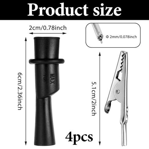 4PCS Multimeter Push on Alligator Clips Set, Threaded Slide-On Alligator Clip Set with Flexible Boots Insulated Crocodile Clamps for Electrical Testing in Saudi Arabia