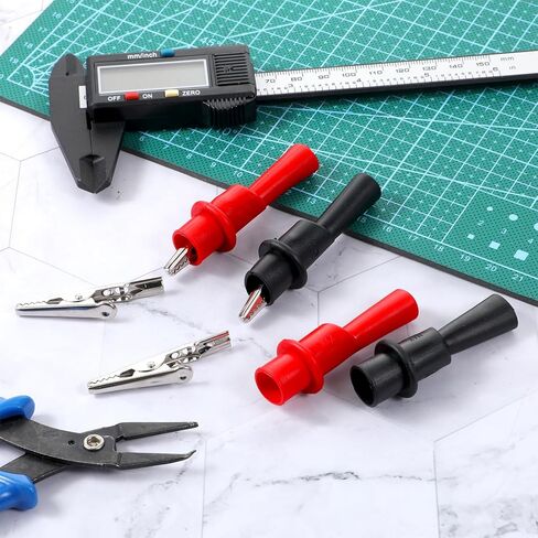 4PCS Multimeter Push on Alligator Clips Set, Threaded Slide-On Alligator Clip Set with Flexible Boots Insulated Crocodile Clamps for Electrical Testing in Saudi Arabia