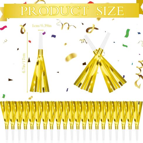 Denylo pro 24 Pcs Glitter Noise Makers Silver Noise Makers Metallic Fringed Party Blowers Adults Party Horns for Sporting Events Christmas New Year Festival Favor Supplies in Saudi Arabia