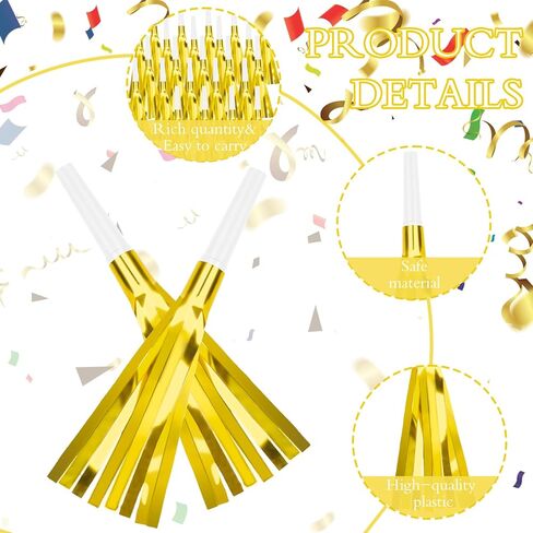 Denylo pro 24 Pcs Glitter Noise Makers Silver Noise Makers Metallic Fringed Party Blowers Adults Party Horns for Sporting Events Christmas New Year Festival Favor Supplies in Saudi Arabia