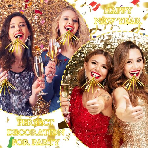 Denylo pro 24 Pcs Glitter Noise Makers Silver Noise Makers Metallic Fringed Party Blowers Adults Party Horns for Sporting Events Christmas New Year Festival Favor Supplies in Saudi Arabia