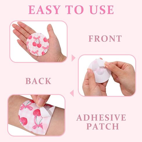 JarThenaAMCS 40 Pcs Pink Adhesive Patch NO Glue in The Center Sensor Cover Pre-Cut Bow Cherry Elastic Fabric for Continuous Glucose Monitor Fits Freestyle Libre 2 & 3 in Saudi Arabia