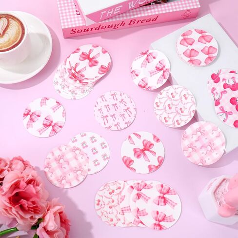 JarThenaAMCS 40 Pcs Pink Adhesive Patch NO Glue in The Center Sensor Cover Pre-Cut Bow Cherry Elastic Fabric for Continuous Glucose Monitor Fits Freestyle Libre 2 & 3 in Saudi Arabia