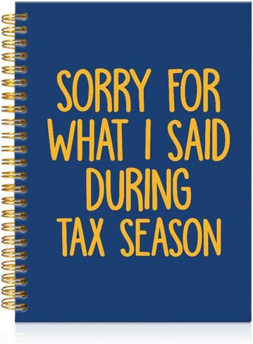 آسف على ما قلته خلال موسم الضرائب، دفتر ملاحظات حلزوني أسود ذهبي، هدايا دفتر محاسب عيد الميلاد، هدايا مكتبية مرحة لزملاء إعداد الضرائب والموظفين الماليين in Kuwait