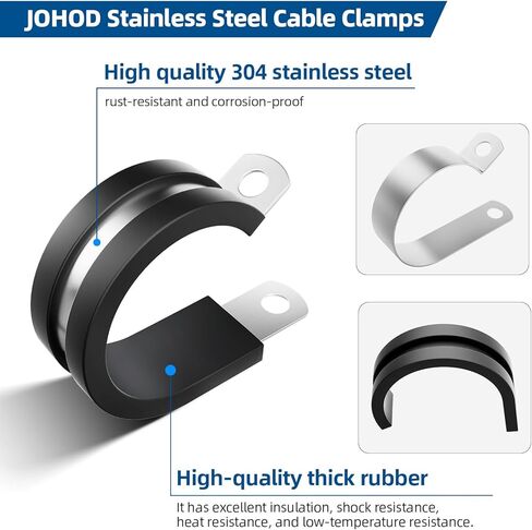 118PCS Cable Clamps Assortment Kit,10 Sizes—1/4" 5/16" 3/8" 1/2" 5/8" 3/4" 1" 1-1/4" 1-1/2" 1-3/4" Stainless Steel Rubber Cushion Insulated Wire Clamps for Hose,Tube,Automotive,Fuel Line in Saudi Arabia
