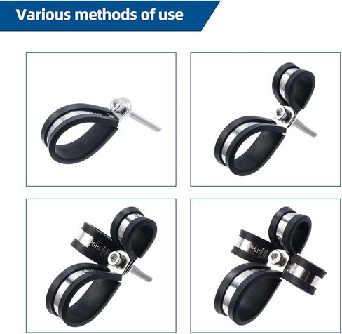 118PCS Cable Clamps Assortment Kit,10 Sizes—1/4" 5/16" 3/8" 1/2" 5/8" 3/4" 1" 1-1/4" 1-1/2" 1-3/4" Stainless Steel Rubber Cushion Insulated Wire Clamps for Hose,Tube,Automotive,Fuel Line in Saudi Arabia