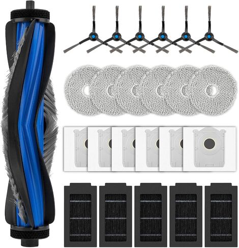 (24 حزمة) ملحقات قطع غيار T50 Pro Omni لـ ECOVACS DEEBOT T50 Pro Omni، مكنسة روبوت T50 Omni، فرشاة دوارة واحدة، 6 فرش جانبية، 6 أكياس غبار، 5 مرشحات HEPA، 6 وسادات ممسحة in Kuwait
