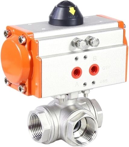 1PCS 1/4" Stainless Steel Pneumatic Three-Way Ball Valve T Type Q614F-16P Three-Piece high Platform Pneumatic Ball Valve(L Type) in Kuwait
