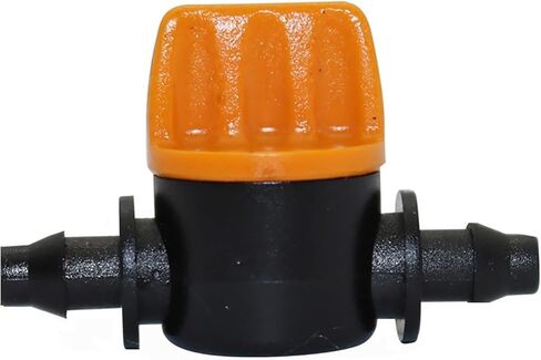 100 Pcs 1/4" Pipe Mini Valve Garden Watering Irrigation Shut Off Controller 4/7mm Hos Waterstope End Barbed Miniature Valve(Orange) in Saudi Arabia