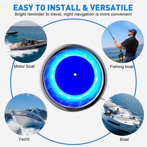 2 Pcs LED Cup Holder Marine Drink Holder Stainless Steel Cup Holders Insert with Drain for Boat Yacht Car Camper Truck RV (Blue LED) in Saudi Arabia