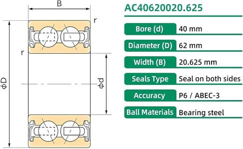 1PCS AC40620020.625 40X62X20.625 40BD49DUK ACB40X62X20.625 ACB40620020.625 Automotive air Conditioning Bearing in Saudi Arabia